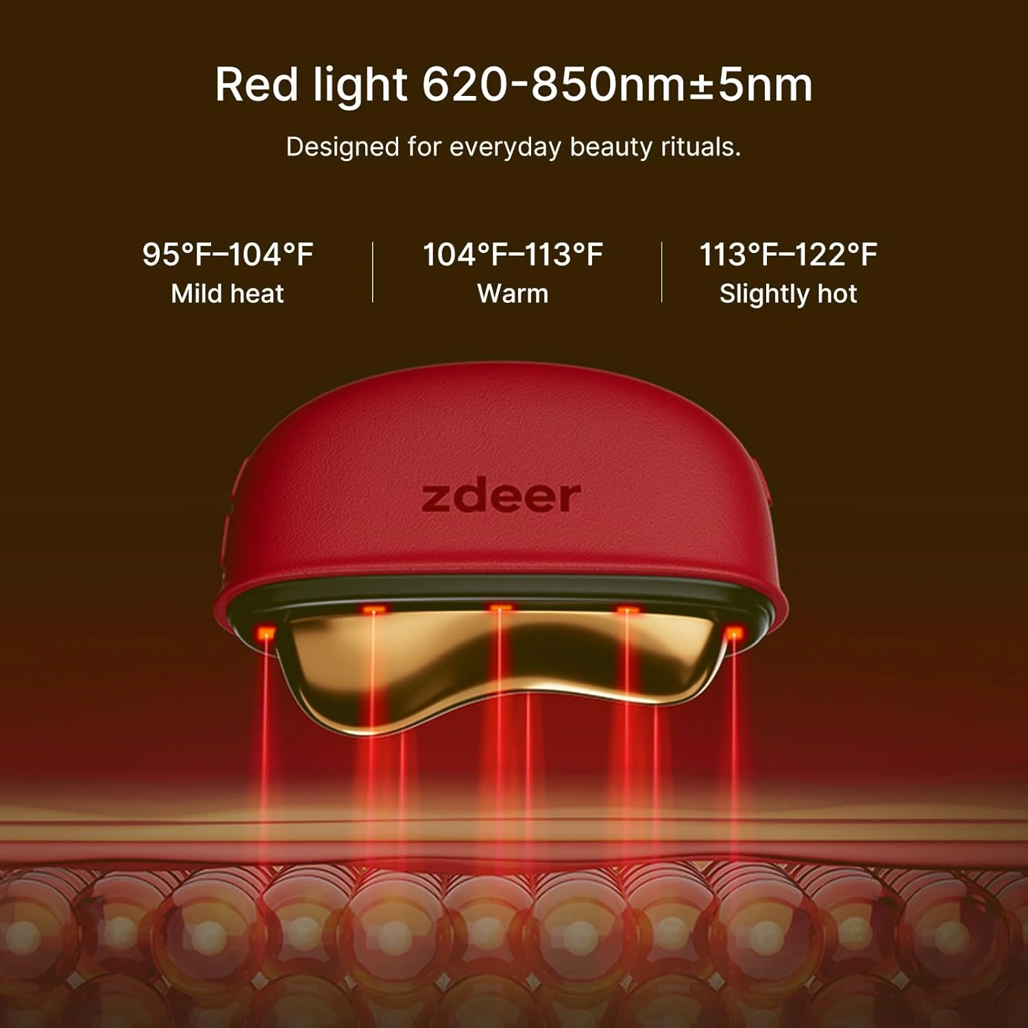 ZDEER LED Red Light Therapy for Face & Neck Massager Facial Care Device – Electric Gua Sha Brass Tool with Heat & Vibration for Firming, Sculpting & Skincare, Red