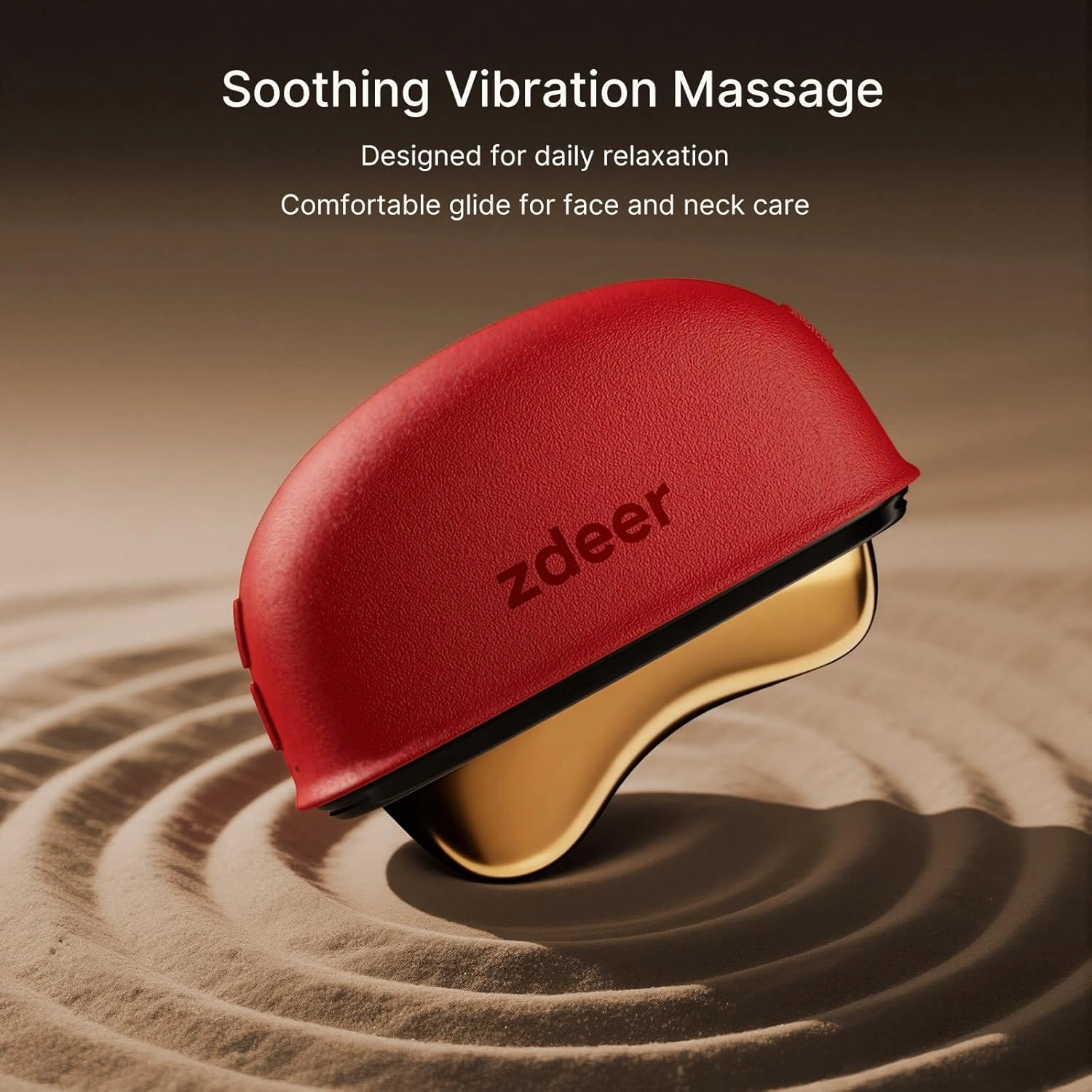 ZDEER LED Red Light Therapy for Face & Neck Massager Facial Care Device – Electric Gua Sha Brass Tool with Heat & Vibration for Firming, Sculpting & Skincare, Red