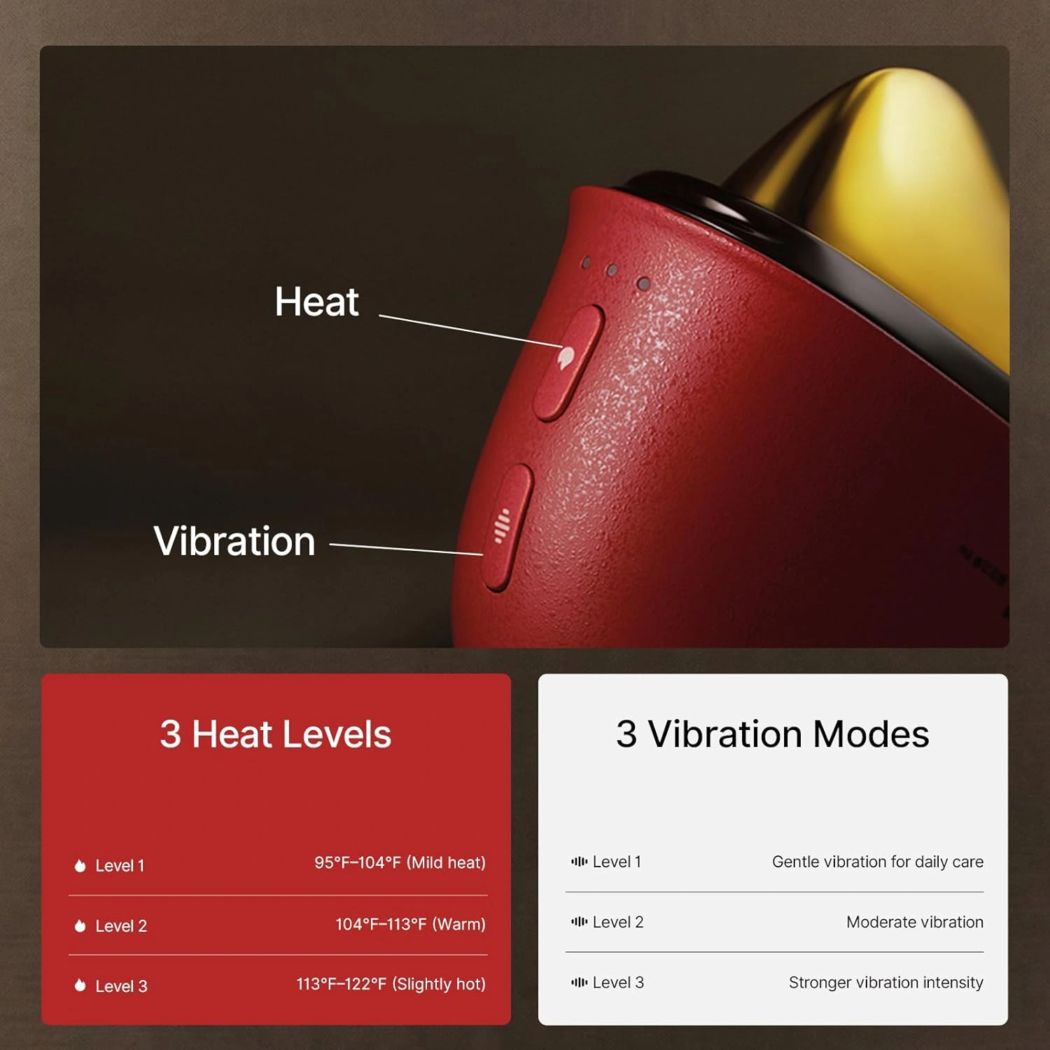 ZDEER LED Red Light Therapy for Face & Neck Massager Facial Care Device – Electric Gua Sha Brass Tool with Heat & Vibration for Firming, Sculpting & Skincare, Red