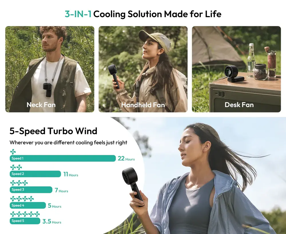 Aecooly Halo 02 PB02-A 3-in-1 Portable Handheld Fan