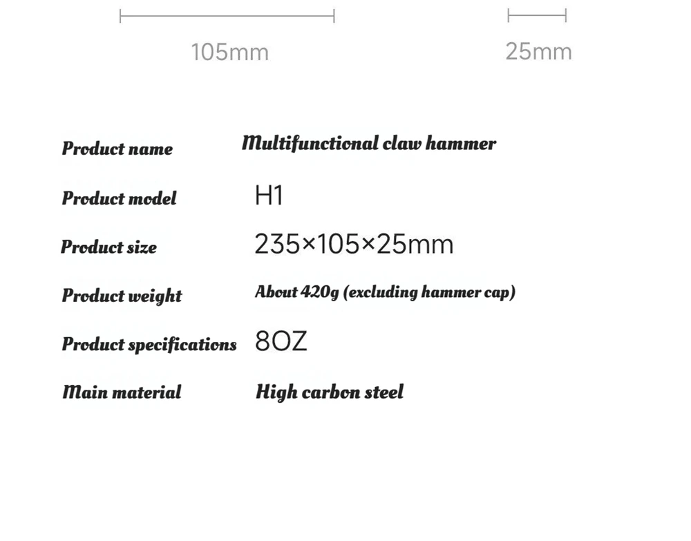 duka-h1-8oz-claw-hammer-high-carbon-steel-shockproof-grip