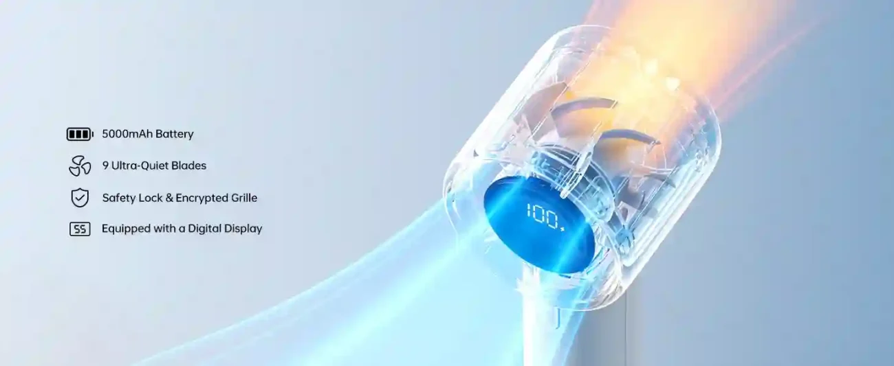 JisuLife Life10S Handheld Fan | 5000mAh 28-Hour Type-C