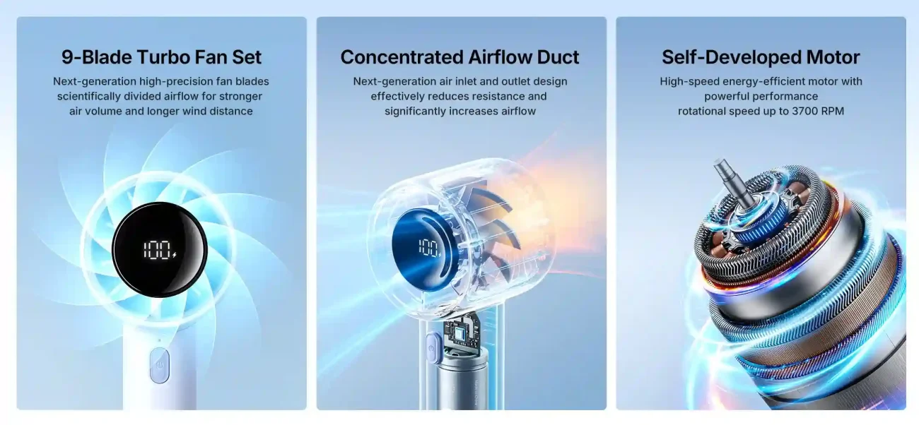 JisuLife Life10S Handheld Fan | 5000mAh 28-Hour Type-C