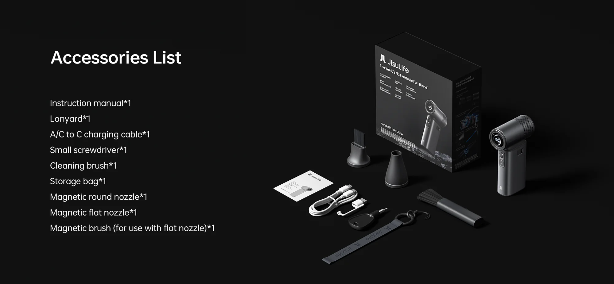 JisuLife Ultra2 Handheld Fan 100 Speed 9000mAh Fast Charging Key Features: 100-level wind speed adjustment 9000mAh high-capacity battery Up to 25 hours battery backup 18W fast charging support 2.5–3.5 hours charging time Removable rear grid design Lightweight and portable build