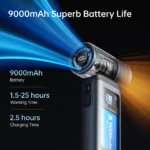 JisuLife Ultra2 Handheld Fan 100 Speed 9000mAh Fast Charging Key Features: 100-level wind speed adjustment 9000mAh high-capacity battery Up to 25 hours battery backup 18W fast charging support 2.5–3.5 hours charging time Removable rear grid design Lightweight and portable build