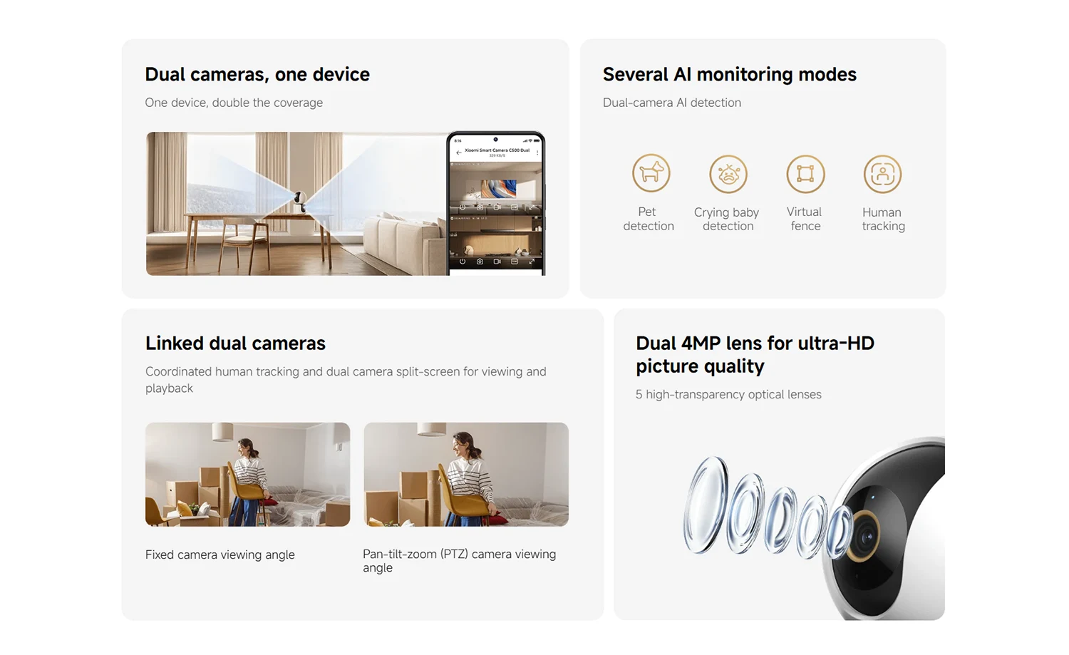 Xiaomi Smart Camera C500 Dual AI Dual 4MP WiFi 6 Security Camera