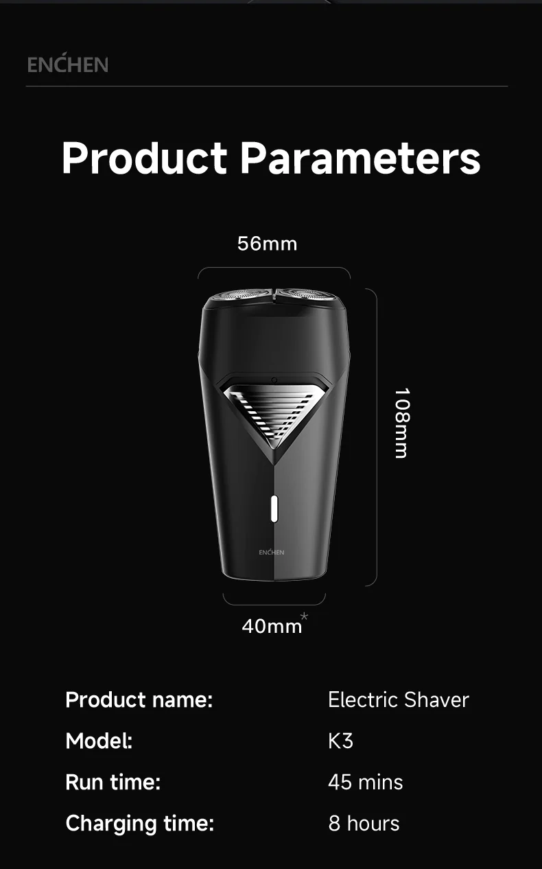 ENCHEN K3 Portable Electric Shaver for Men Type-C Rechargeable