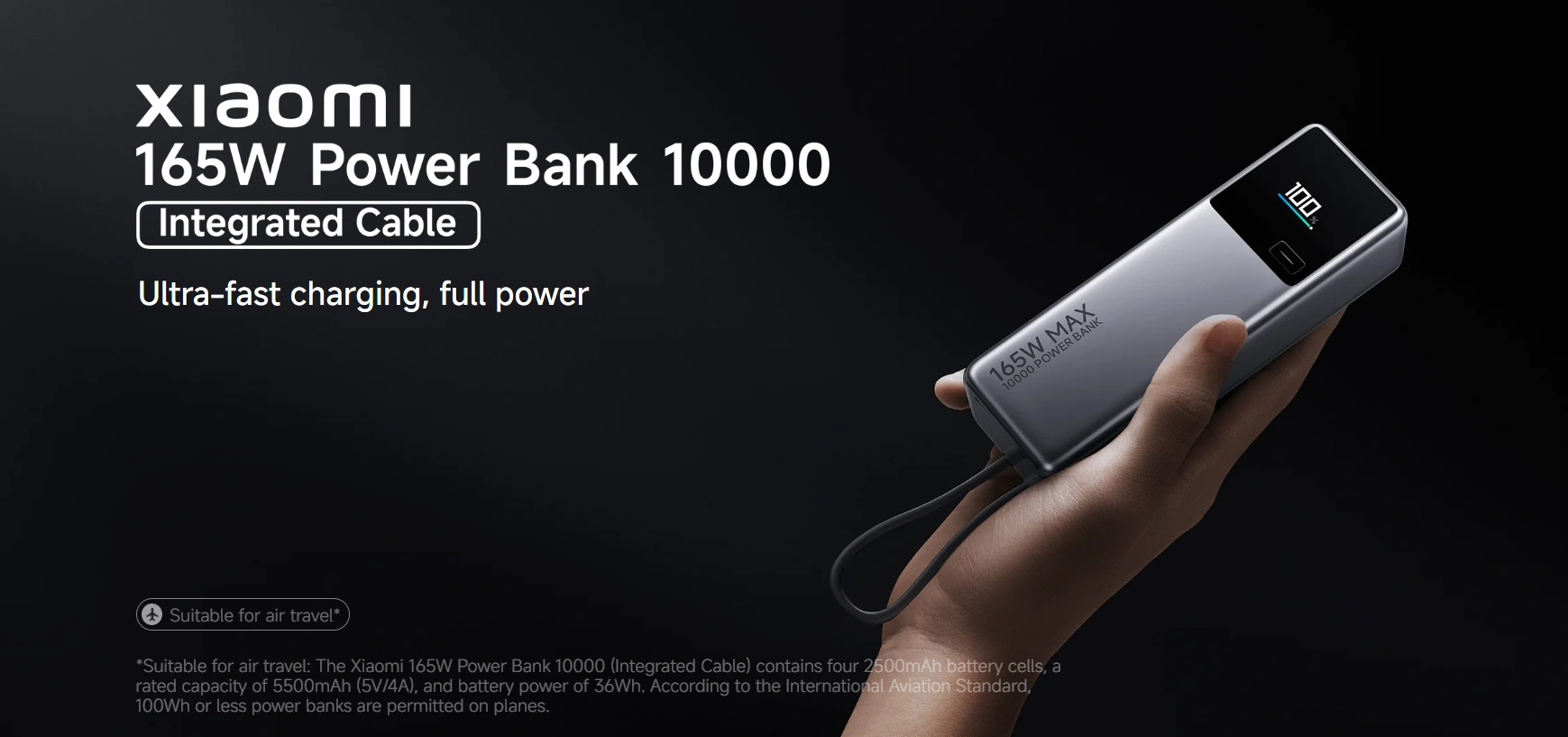 Xiaomi 165W 10000mAh Power Bank with Integrated Cable PB1165MI