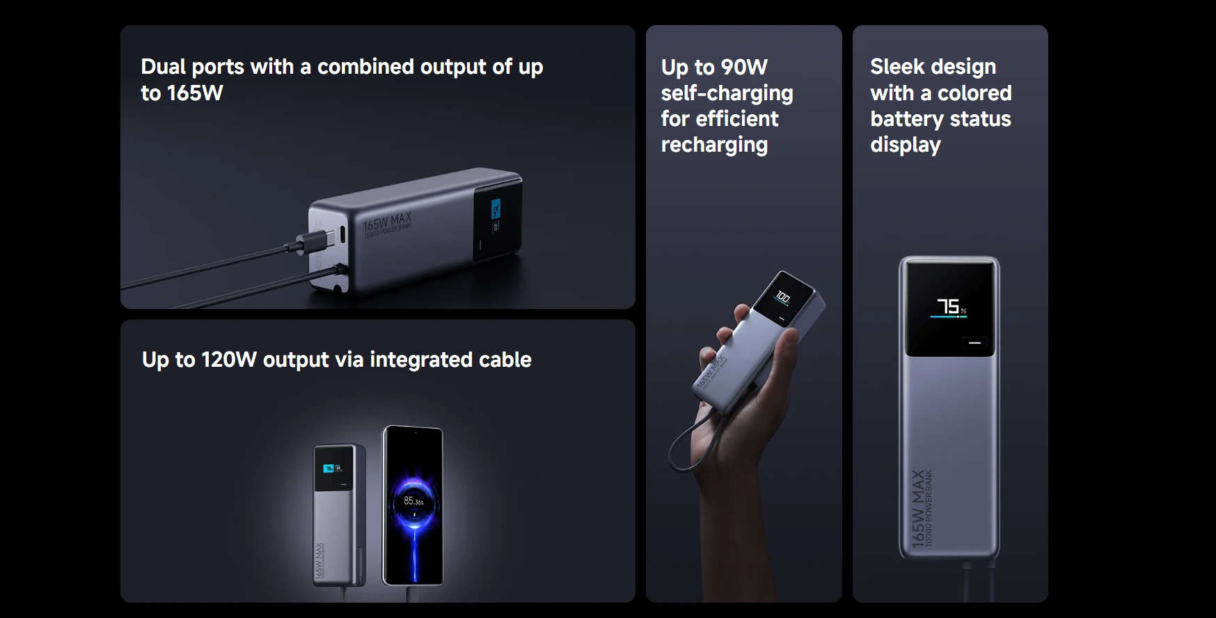 Xiaomi 165W 10000mAh Power Bank with Integrated Cable PB1165MI