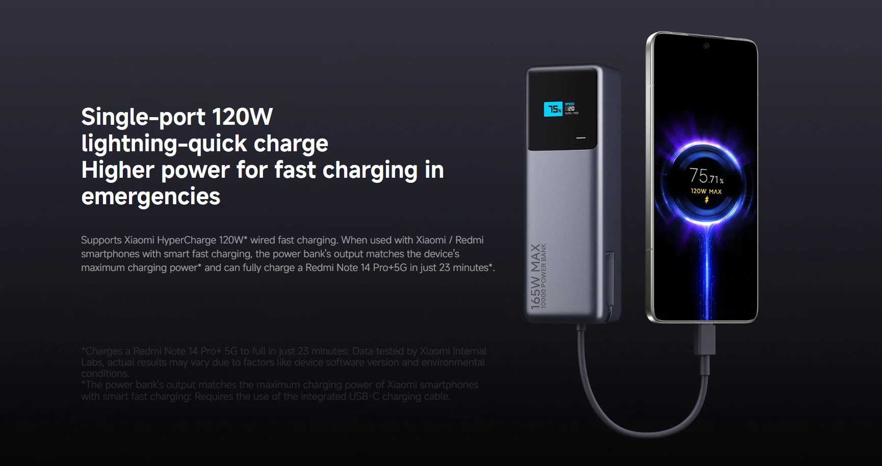 Xiaomi 165W 10000mAh Power Bank with Integrated Cable PB1165MI