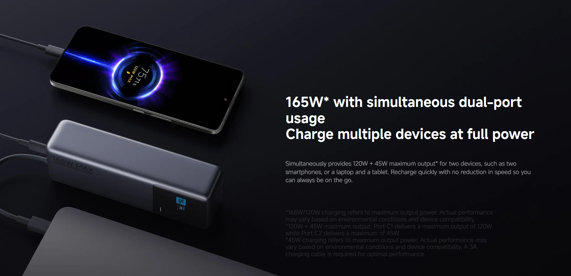 Xiaomi 165W 10000mAh Power Bank with Integrated Cable PB1165MI