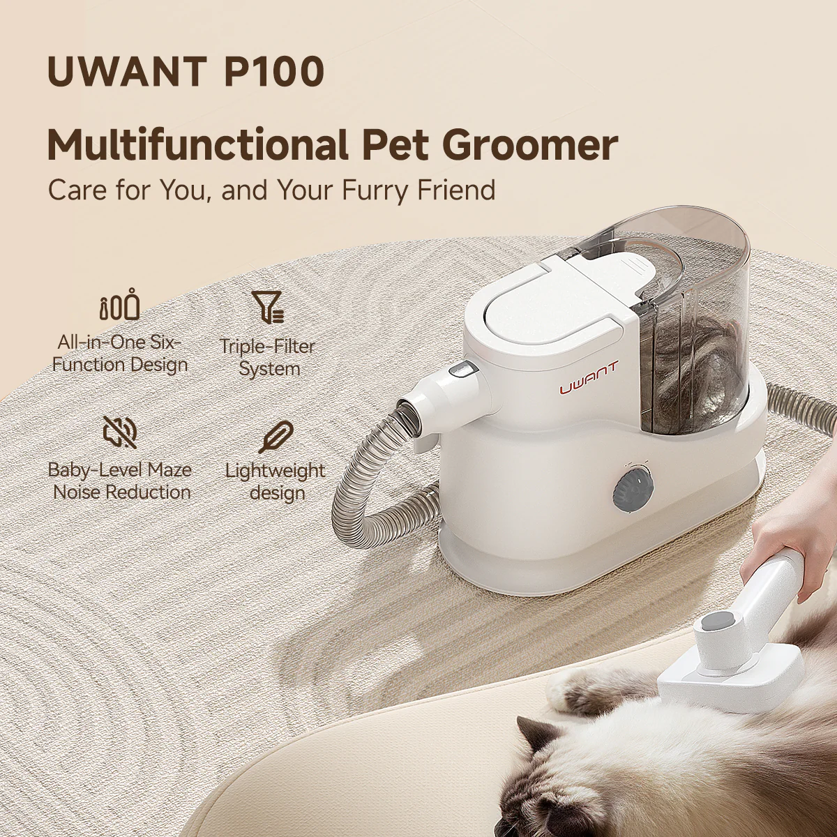 Xiaomi UWANT P100 Pet Grooming Vacuum Cleaner 13KPa 4-in-1