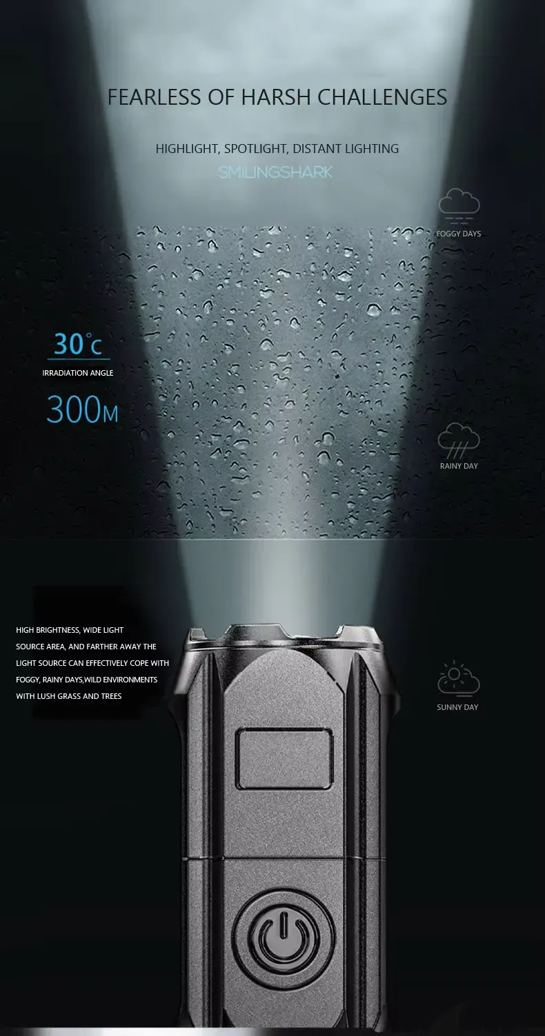 smiling-shark-622a-rechargeable-led-flashlight-with-telescopic-focus