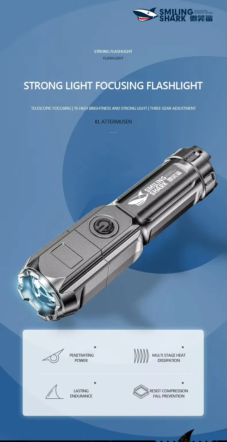 smiling-shark-622a-rechargeable-led-flashlight-with-telescopic-focus