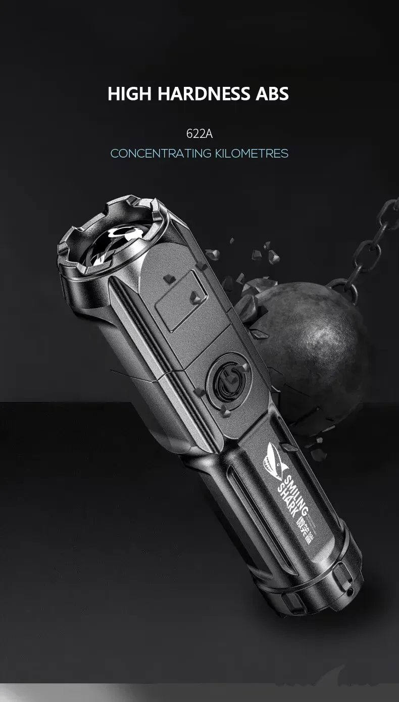 smiling-shark-622a-rechargeable-led-flashlight-with-telescopic-focus